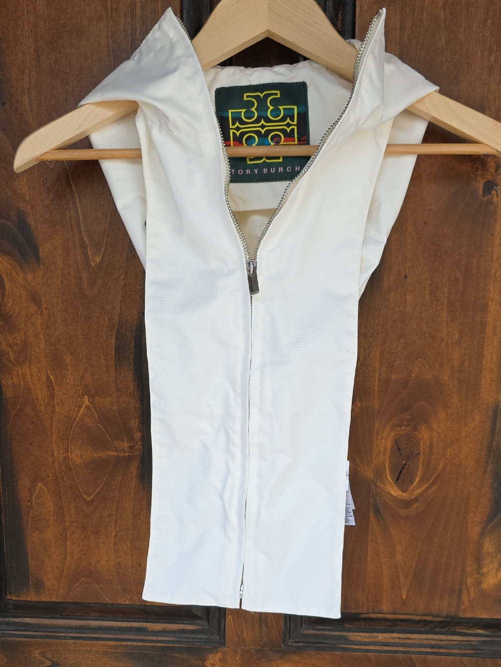 Tory Burch Cream Hooded Zip-Front Vest